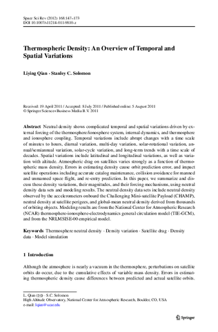 Thermospheric density: An overview of temporal and spatial variations