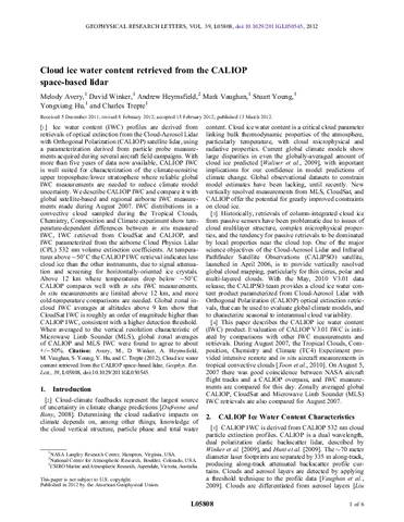 Cloud ice water content retrieved from the CALIOP space-based lidar