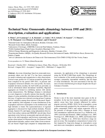 Technical Note: Ozonesonde climatology between 1995 and 2011: Description, evaluation and applications