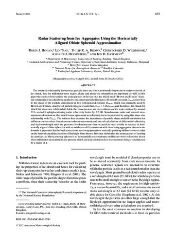 Radar scattering from ice aggregates using the horizontally aligned oblate spheroid approximation