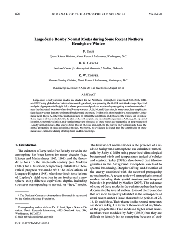 Large-scale Rossby normal modes during some recent northern hemisphere winters