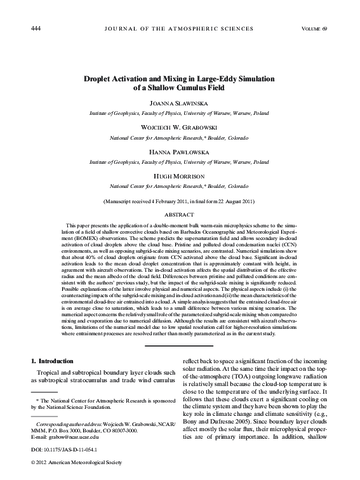 Droplet activation and mixing in large-eddy simulation of a shallow cumulus field