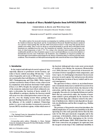 Mesoscale analysis of heavy rainfall episodes from SoWMEX/TiMREX