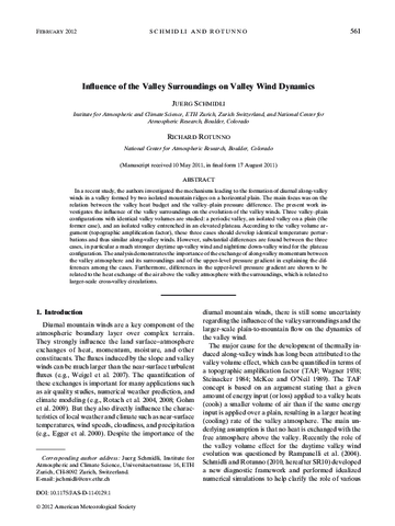 Influence of the Valley Surroundings on Valley Wind Dynamics
