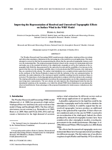 Improving the representation of resolved and unresolved topographic effects on surface wind in the WRF Model