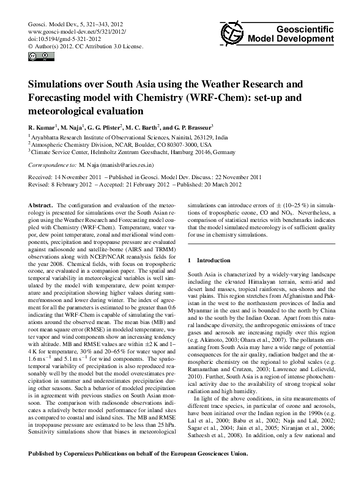 Simulations over South Asia using the Weather Research and Forecasting model with Chemistry (WRF-Chem): Set-up and meteorological evaluation