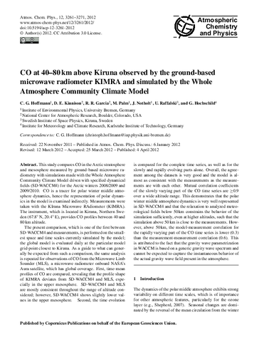 CO at 40-80 km above Kiruna observed by the ground-based microwave radiometer KIMRA and simulated by the Whole Atmosphere Community Climate Model