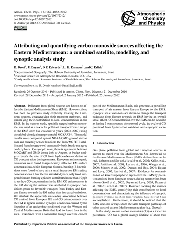 Attributing and quantifying carbon monoxide sources affecting the Eastern Mediterranean: A combined satellite, modelling, and synoptic analysis study