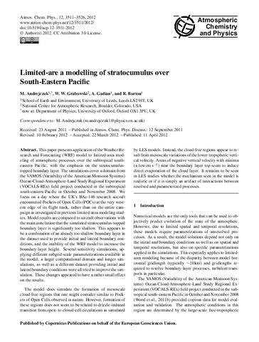 Limited-area modelling of stratocumulus over South-Eastern Pacific