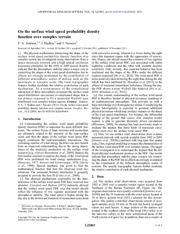 On the surface wind speed probability density function over complex terrain