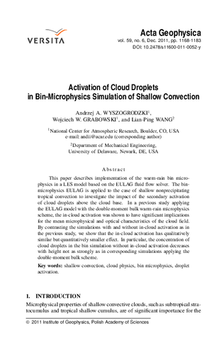 Activation of cloud droplets in bin-microphysics simulation of shallow convection