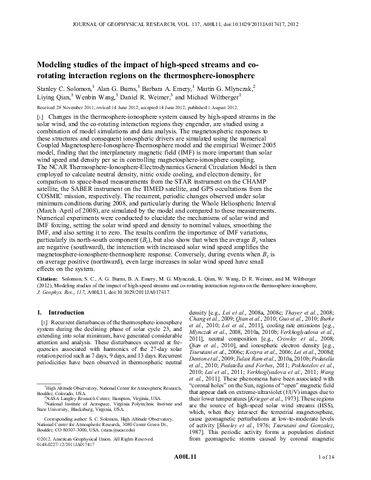 Modeling studies of the impact of high-speed streams and co-rotating interaction regions on the thermosphere-ionosphere