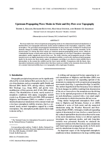 Upstream-propagating wave modes in moist and dry flow over topography