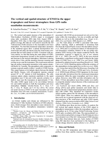 The vertical and spatial structure of ENSO in the upper troposphere and lower stratosphere from GPS radio occultation measurements