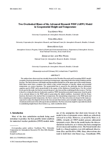 Two overlooked biases of the Advanced Research WRF (ARW) Model in geopotential height and temperature