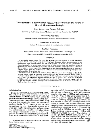 The structure of a fair weather boundary layer based on the results of several measurement strategies