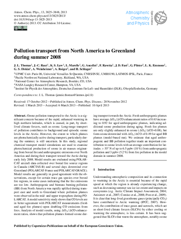 Pollution transport from North America to Greenland during summer 2008