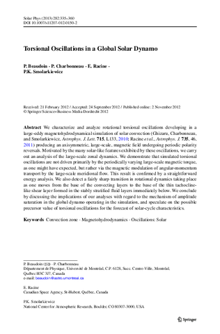 Torsional oscillations in a global solar dynamo