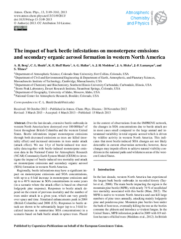 The impact of bark beetle infestations on monoterpene emissions and secondary organic aerosol formation in western North America