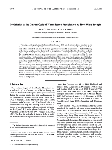 Modulation of the diurnal cycle of warm-season precipitation by short-wave troughs