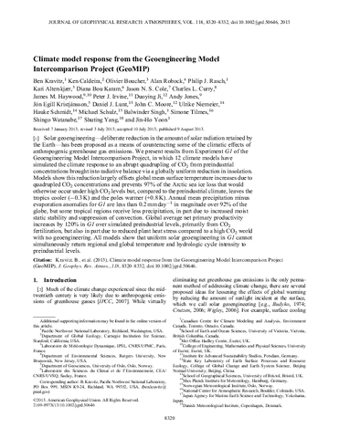 Climate model response from the Geoengineering Model Intercomparison Project (GeoMIP)