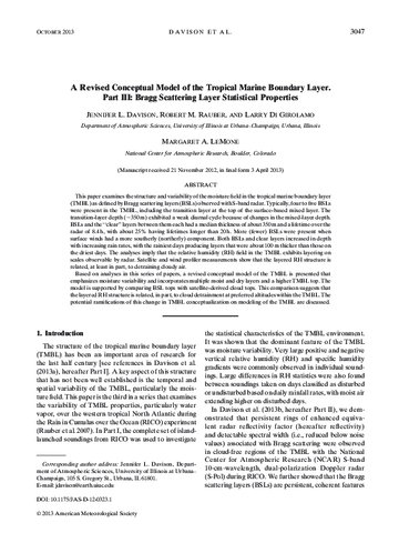 A revised conceptual model of the tropical marine boundary layer. Part III: Bragg scattering layer statistical properties