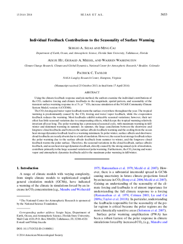 Individual feedback contributions to the seasonality of surface warming