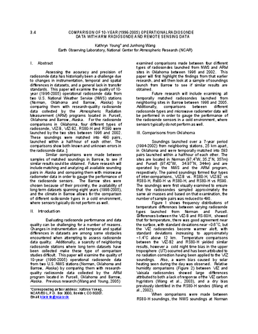 Comparison of 10-Year (1996-2005) operational radiosonde data with ARM radiosonde and remote sensing data [presentation]