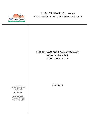U.S. CLIVAR 2011 Summit Report