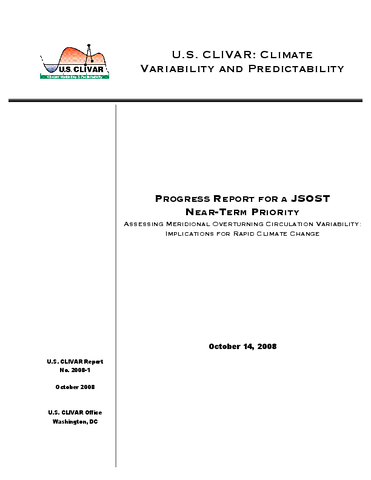 Progress Report for a JSOST Near-term Priority Assessing Meridional Overturning Circulation Variability: Implications for Rapid Climate Change