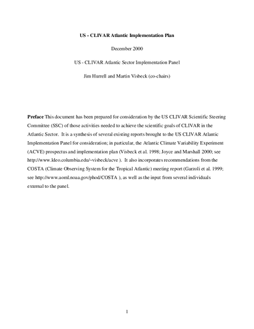 U.S. CLIVAR Atlantic Implementation Plan