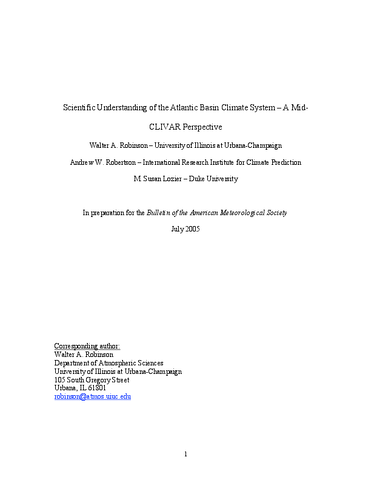 Scientific Understanding of the Atlantic Basin Climate System - A Mid-CLIVAR Perspective