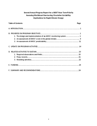 Second Annual Progress report for JSOST Near-Term Priority Assessing Meridional Overturning Circulation Variability: Implications for Rapid Climate Change
