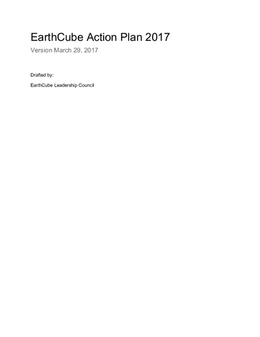 EarthCube Action Plan 2017