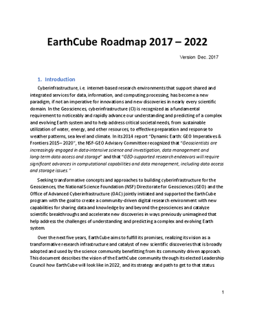 EarthCube Roadmap 2017-2022