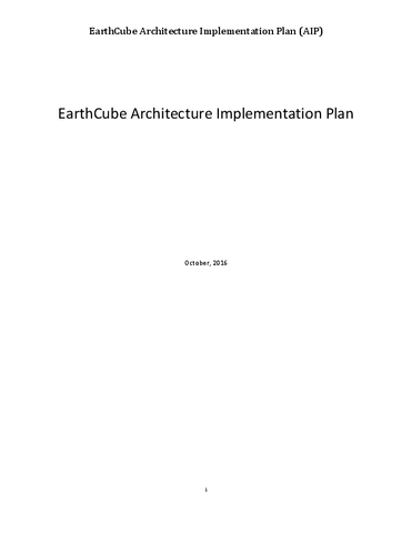 EarthCube Architecture Implementation Plan