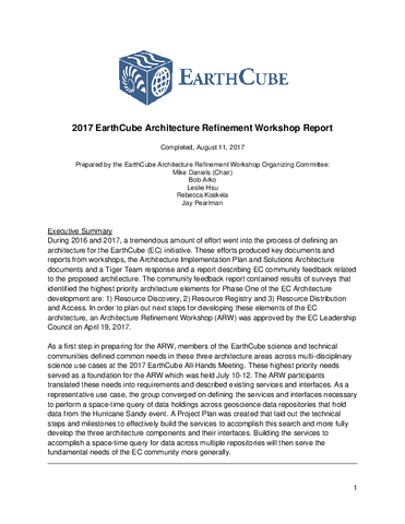 2017 EarthCube Architecture Refinement Workshop Report