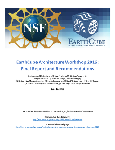 EarthCube Architecture Workshop 2016: Final Report and Recommendations