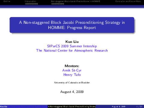 A non-staggered block Jacobi preconditioning strategy in HOMME [presentation]