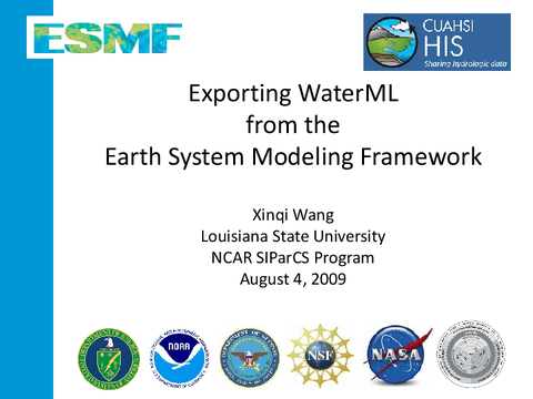 Exporting WaterML from the Earth System Modeling Framework [presentation]