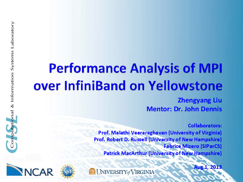 Performance analysis of MPI over InfiniBand on Yellowstone [presentation]
