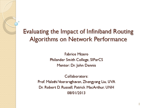 Evaluating the impact of infiniband routing algorithms on network performance [presentation]