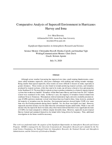Comparative Analysis of Supercell Environment in Hurricanes Harvey and Irma