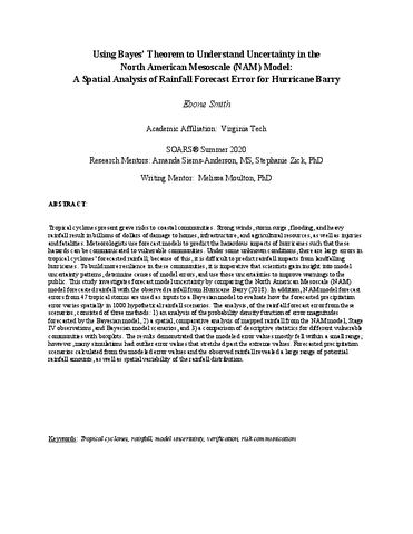 Using Bayes' Theorem to Understand Uncertainty in the North American Mesoscale (NAM) Model: A Spatial Analysis of Rainfall Forecast Error for Hurricane Barry
