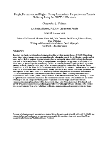 People, Perceptions, and Plights: Survey Respondents' Perspectives on Tornado Sheltering during the COVID-19 Pandemic