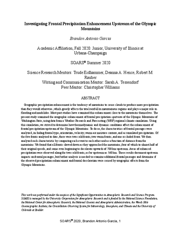 Investigating Frontal Precipitation Enhancement Upstream of the Olympic Mountains