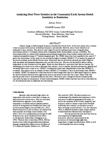 Analyzing Heat Wave Statistics in the Community Earth System Model: Sensitivity to Resolution