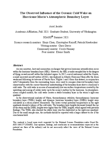 The Observed Influence of the Oceanic Cold Wake on Hurricane Maria's Atmospheric Boundary Layer