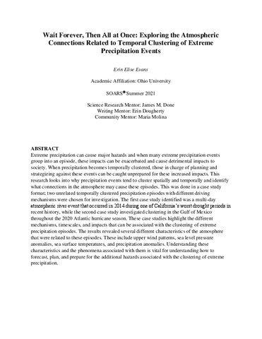 Wait Forever, Then All at Once: Exploring the Atmospheric Connections Related to Temporal Clustering of Extreme Precipitation Events