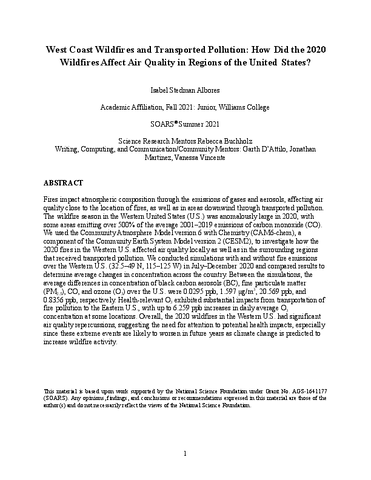West coast wildfires and transported pollution: How did the 2020 wildfires affect air quality in regions of the United States?